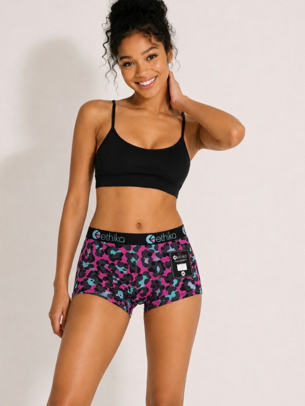 ethika Women's Teal & Pink Leopard-Print Boxer Briefs, XS